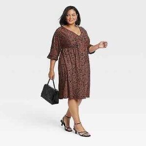 Ava & Viv Bronze Houndstooth Dress
